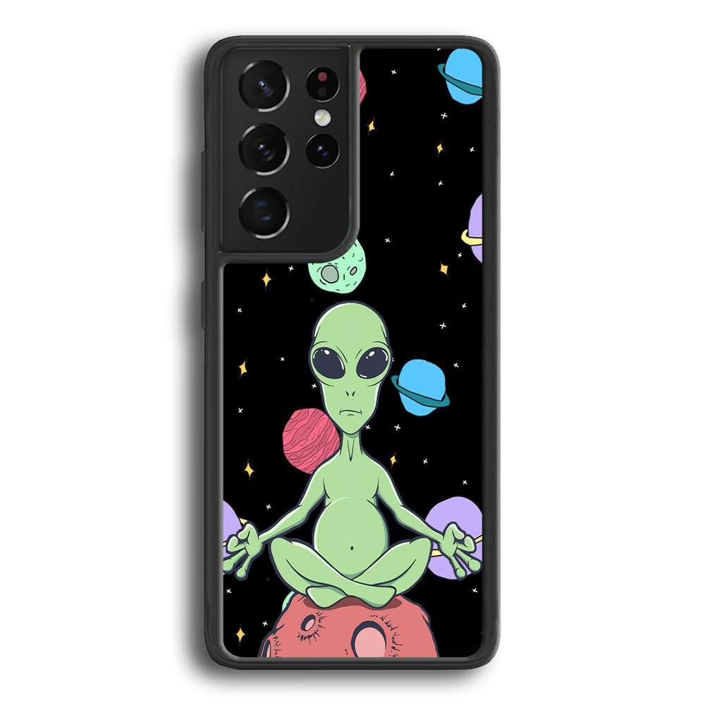 Alien Yoga Style On Space Samsung Galaxy S24 Ultra Case - Ezzystore