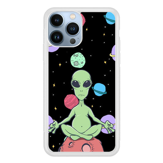 Alien Yoga Style On Space iPhone 14 Pro Max Case