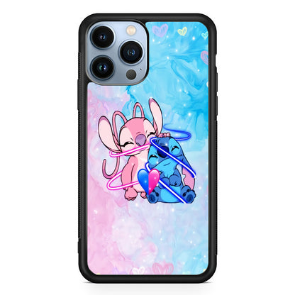 Angel and Stitch Aesthetic Marble iPhone 14 Pro Max Case