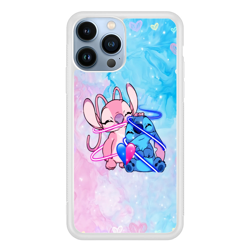 Angel and Stitch Aesthetic Marble iPhone 14 Pro Max Case