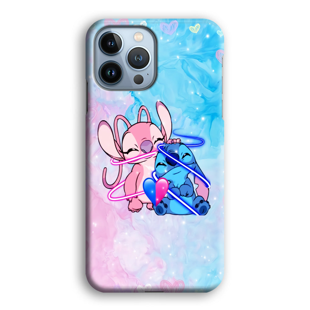 Angel and Stitch Aesthetic Marble iPhone 14 Pro Max Case