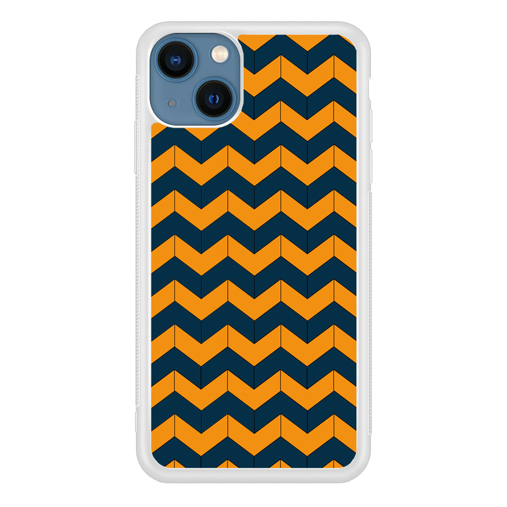 Chevron Arrow Blue Navy Orange iPhone 14 Plus Case