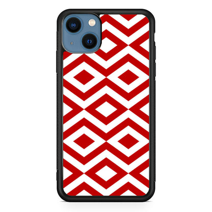 Chevron Diamond Square Maroon White iPhone 14 Plus Case