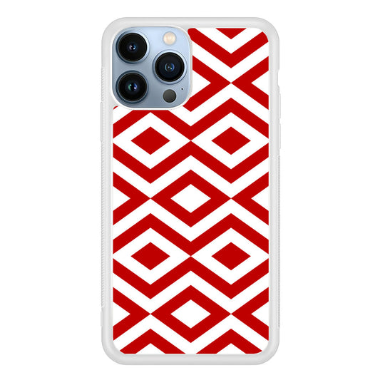 Chevron Diamond Square Maroon White iPhone 14 Pro Max Case