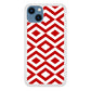 Chevron Diamond Square Maroon White iPhone 14 Plus Case