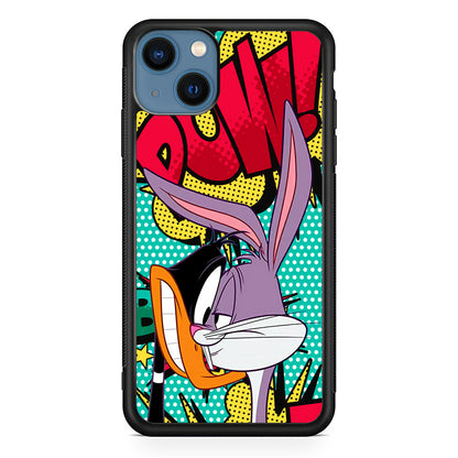 Daffy Duck Versus Bugs Bunny Battle iPhone 15 Plus Case
