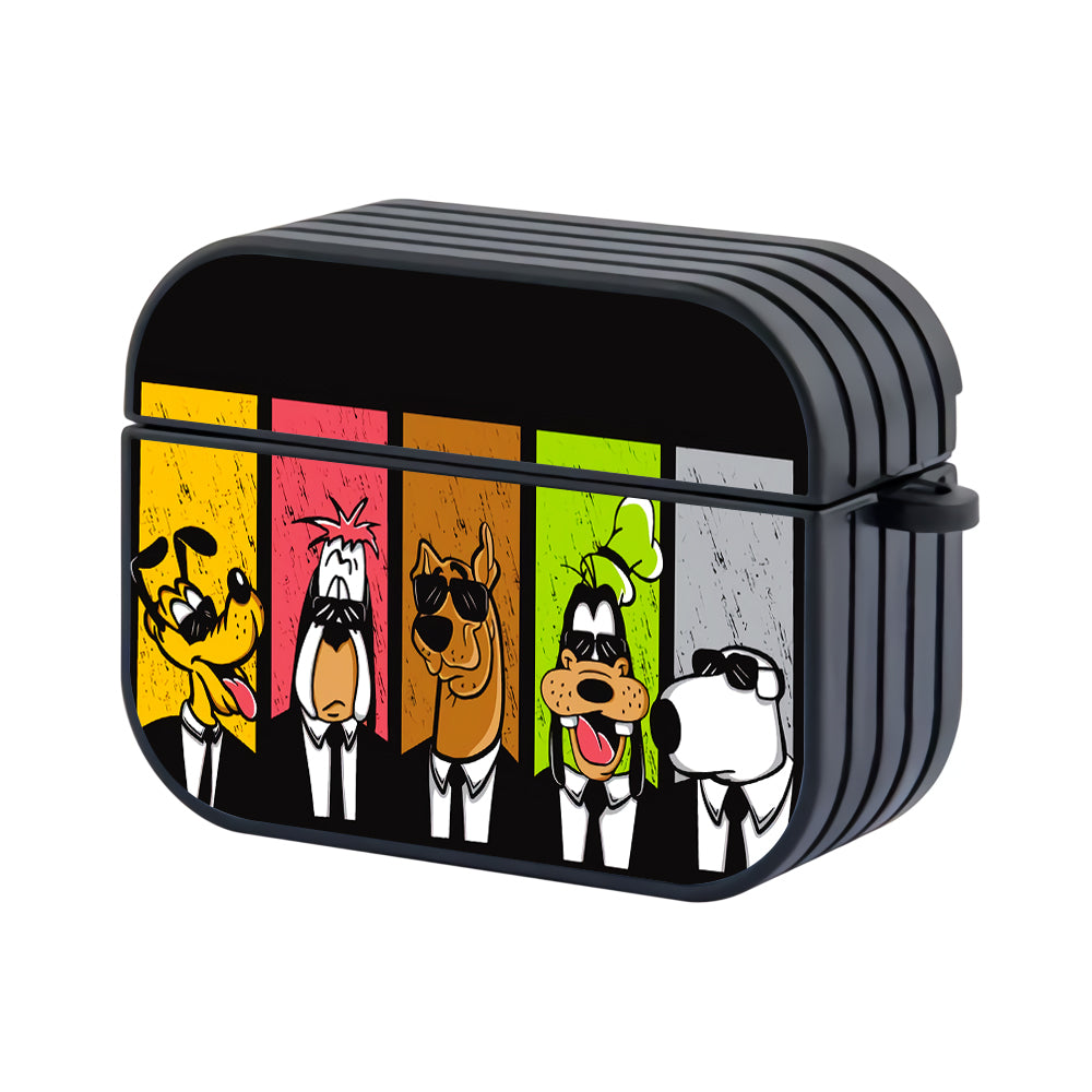Dog Cartoon Black Gangster Hard Plastic Case Cover For Apple Airpods Pro 3 - Ezzystore