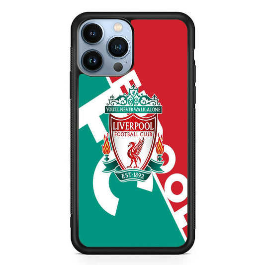FC Liverpool Red Stripe Green Emblem iPhone 14 Pro Max Case