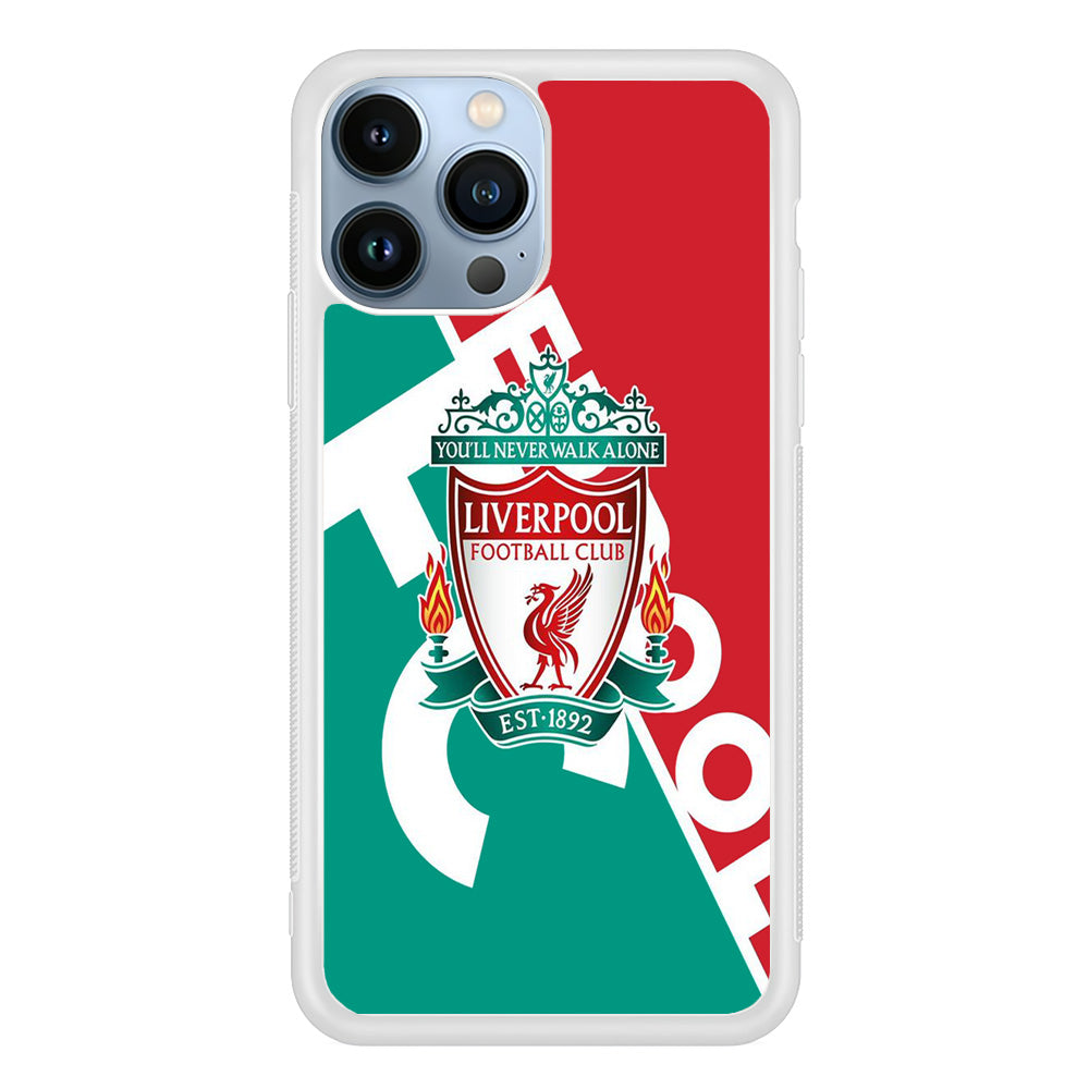 FC Liverpool Red Stripe Green Emblem iPhone 14 Pro Max Case