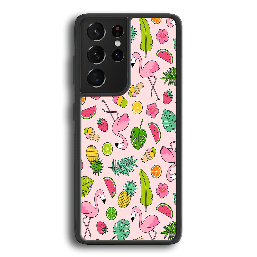 Flamingo Summer Fruit Samsung Galaxy S23 Ultra Case - Ezzystore