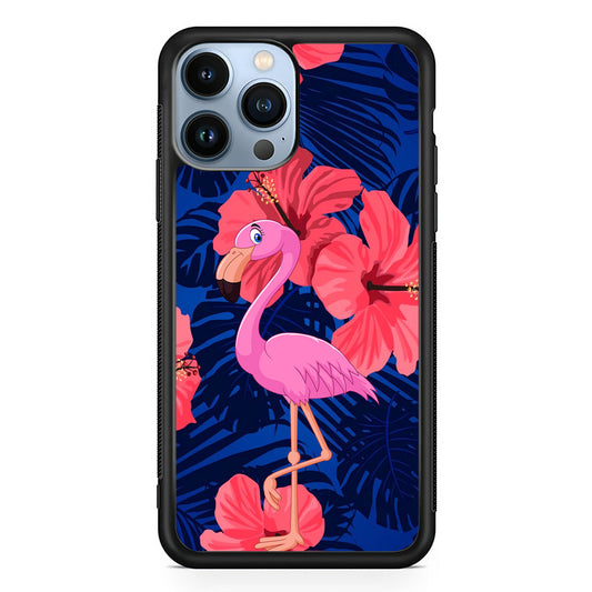 Flamingo Hibiscus Flowers iPhone 14 Pro Case