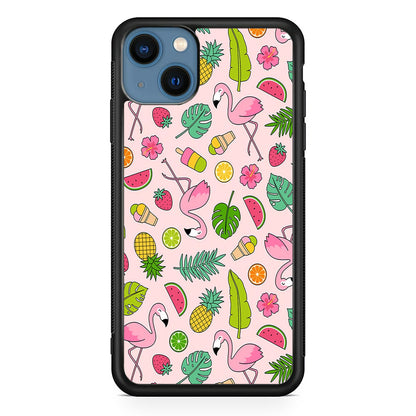 Flamingo Summer Fruit iPhone 14 Plus Case