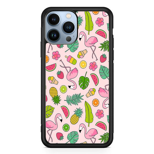 Flamingo Summer Fruit iPhone 14 Pro Max Case