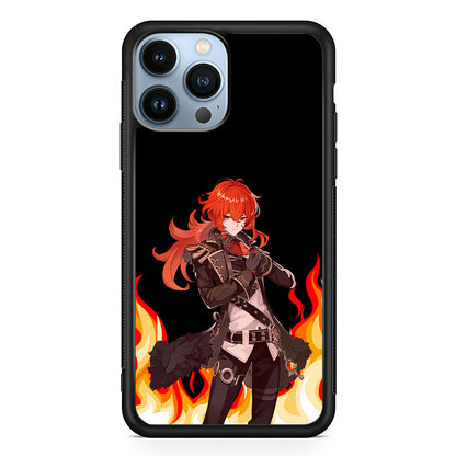 Genshin Impact Diluc Pyro Element iPhone 15 Pro Max Case