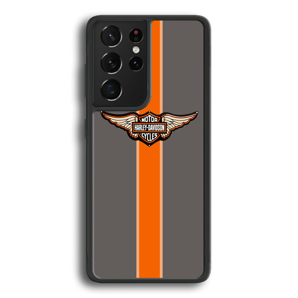 Harley Davidson Wings Logo Orange Grey Stripe Colour Samsung Galaxy S23 Ultra Case - Ezzystore