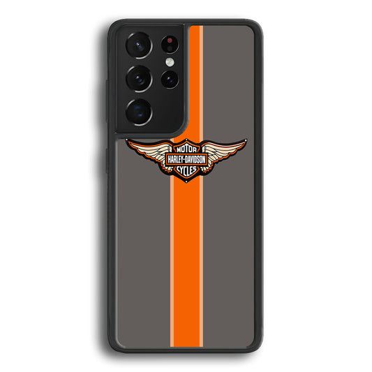 Harley Davidson Wings Logo Orange Grey Stripe Colour Samsung Galaxy S23 Ultra Case - Ezzystore