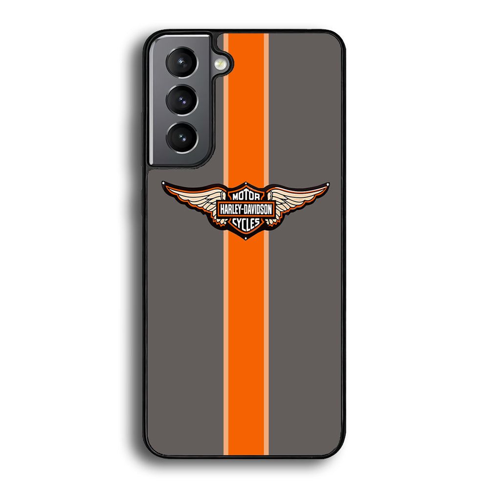 Harley Davidson Wings Logo Orange Grey Stripe Colour Samsung Galaxy S24 Plus Case - Ezzystore