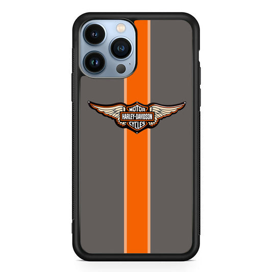 Harley Davidson Wings Logo Orange Grey Stripe Colour iPhone 14 Pro Case
