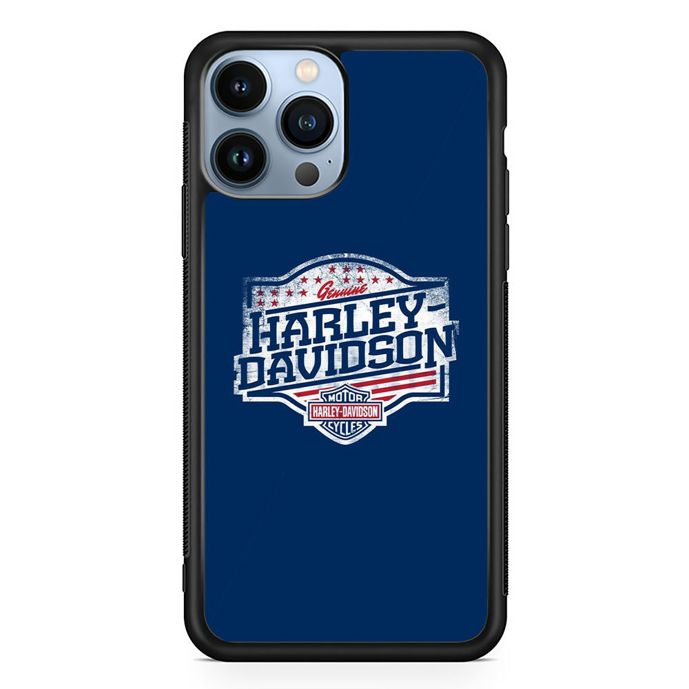 Harley Davidson Blue Flag Logo iPhone 15 Pro Max Case