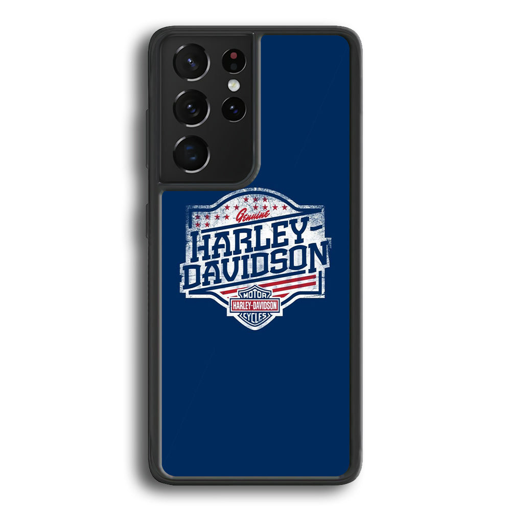 Harley Davidson Blue Flag Logo Samsung Galaxy S22 Ultra Case - Ezzystore