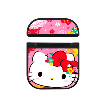 Hello Kitty Face Flower Background Hard Plastic Case Cover For Apple Airpods