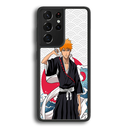Ichigo Kurosaki Wave And Pattern Samsung Galaxy S24 Ultra Case - Ezzystore