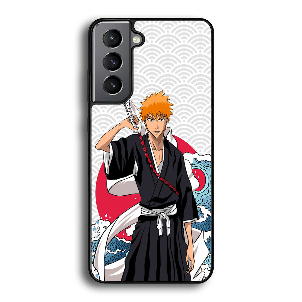 Ichigo Kurosaki Wave And Pattern Samsung Galaxy S23 Case - Ezzystore