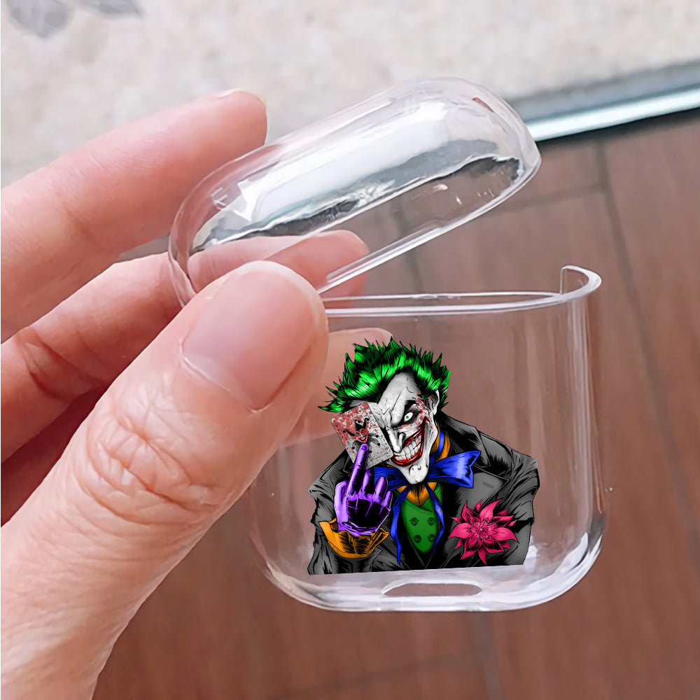 Joker Smile Poker Face Protective Clear Case Cover For Apple Airpods