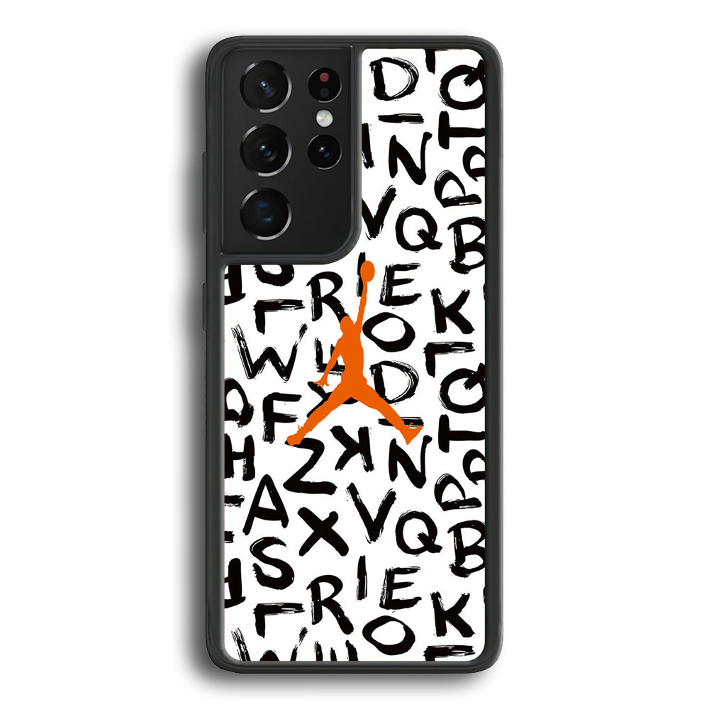 Jordan White Aphabet Orange Logo Samsung Galaxy S23 Ultra Case - Ezzystore