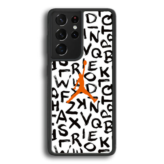 Jordan White Aphabet Orange Logo Samsung Galaxy S23 Ultra Case - Ezzystore