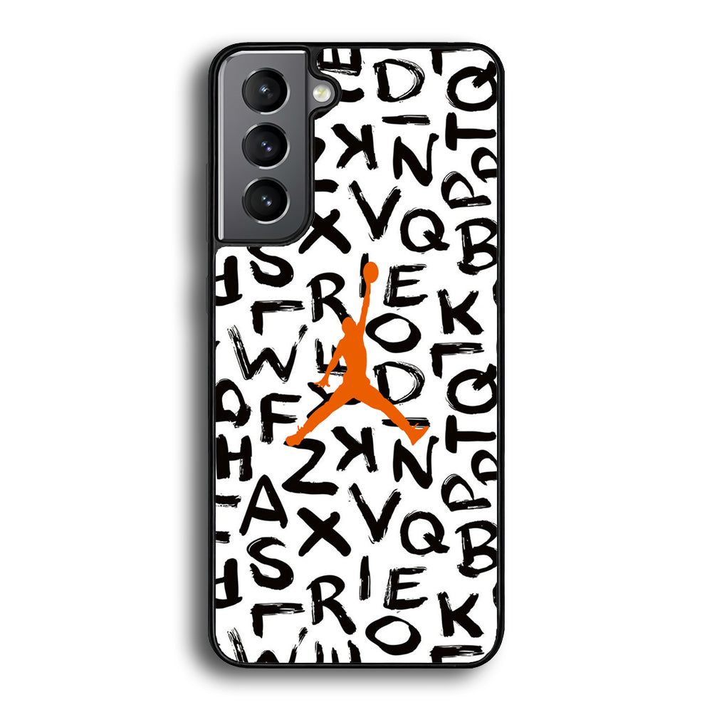 Jordan White Aphabet Orange Logo Samsung Galaxy S24 Case - Ezzystore