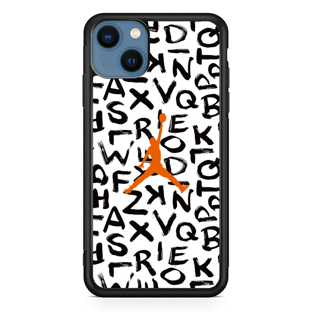 Jordan White Aphabet Orange Logo iPhone 15 Plus Case