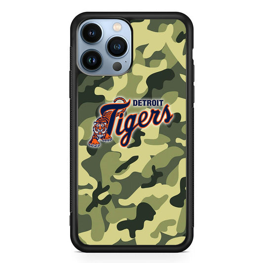 MLB Detroit Tigers Camo Green iPhone 14 Pro Case