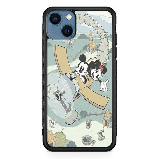 Mickey Mouse And Minnie fly With Air Craft iPhone 15 Case