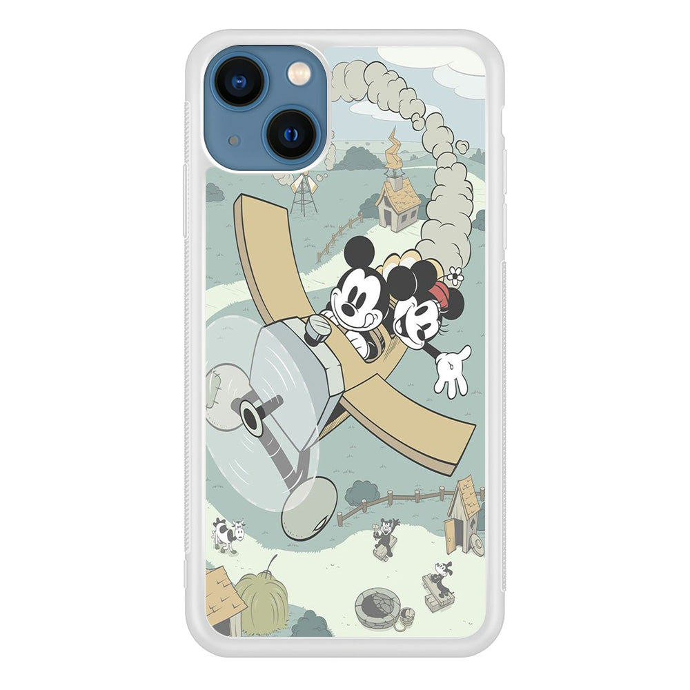 Mickey Mouse And Minnie fly With Air Craft iPhone 15 Case