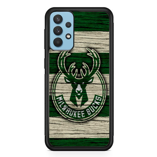 Milwaukee Bucks Logo Pattern Of Wood Samsung Galaxy A32 Case