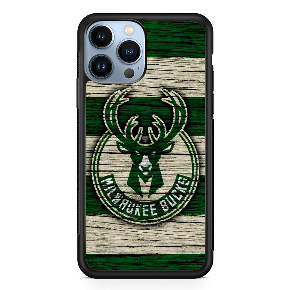 Milwaukee Bucks Logo Pattern Of Wood iPhone 14 Pro Max Case