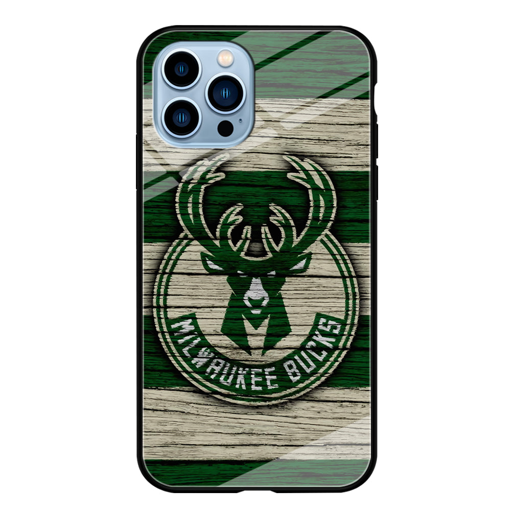 Milwaukee Bucks Logo Pattern Of Wood iPhone 14 Pro Max Case