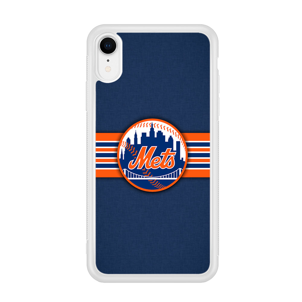New Mets Stripe And Logo iPhone XR Case