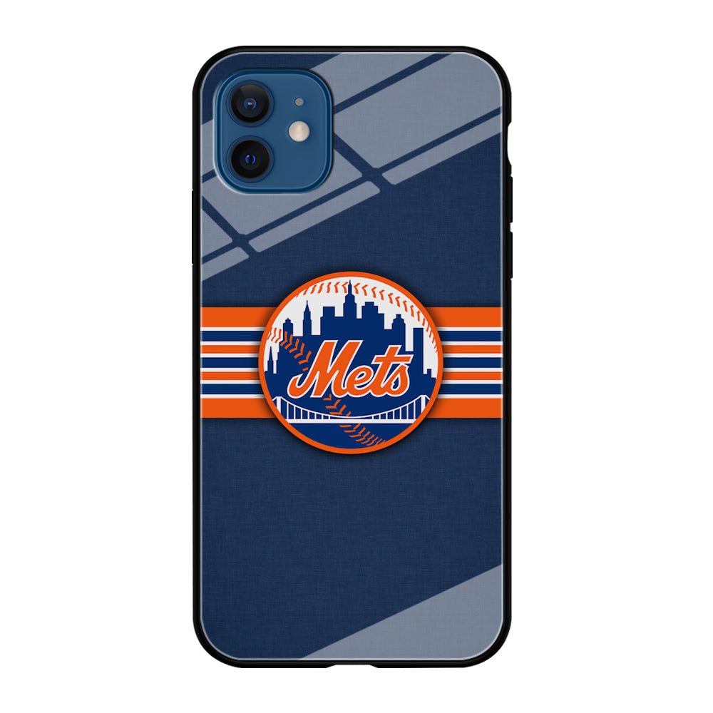 New Mets Stripe And Logo iPhone 12 Case