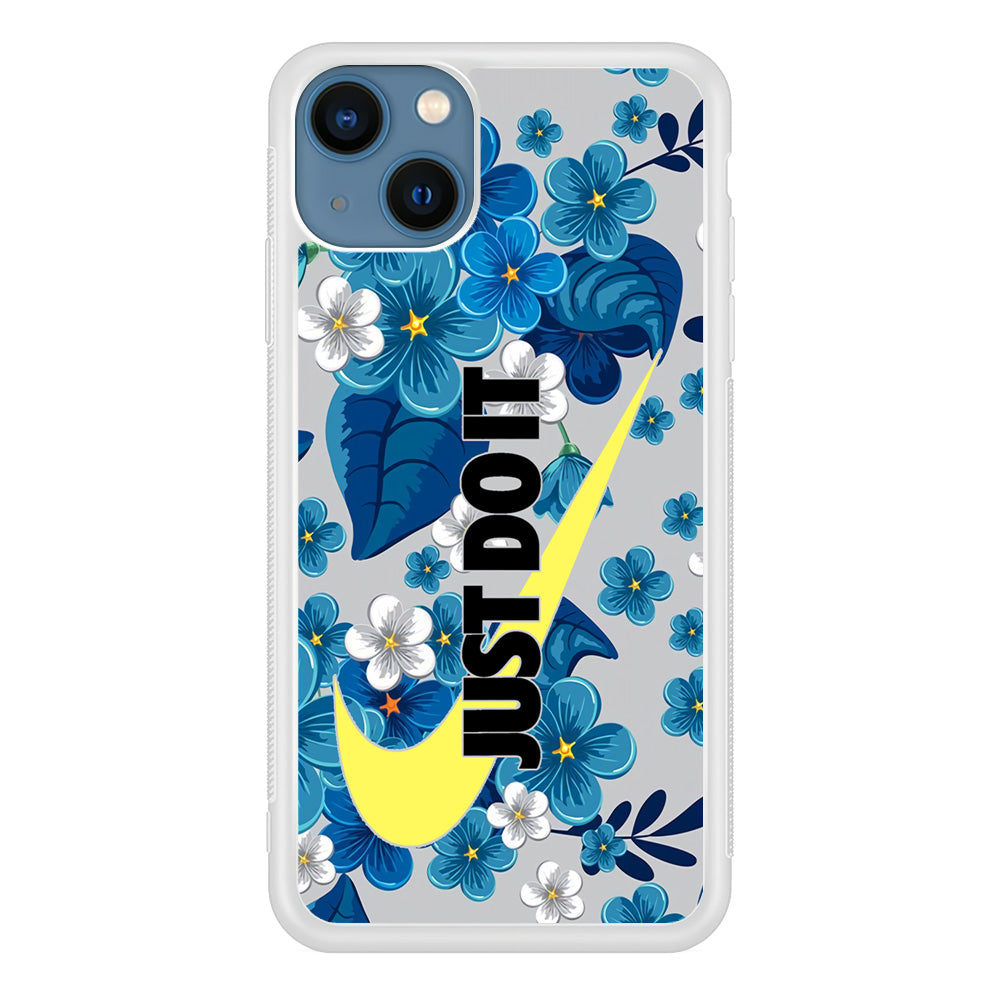 Nike Blue Flowers Just Do It iPhone 15 Plus Case
