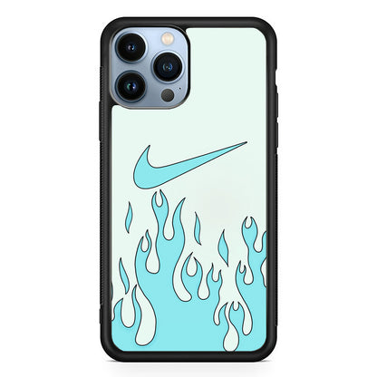 Nike Logo Fire Blue iPhone 15 Pro Case