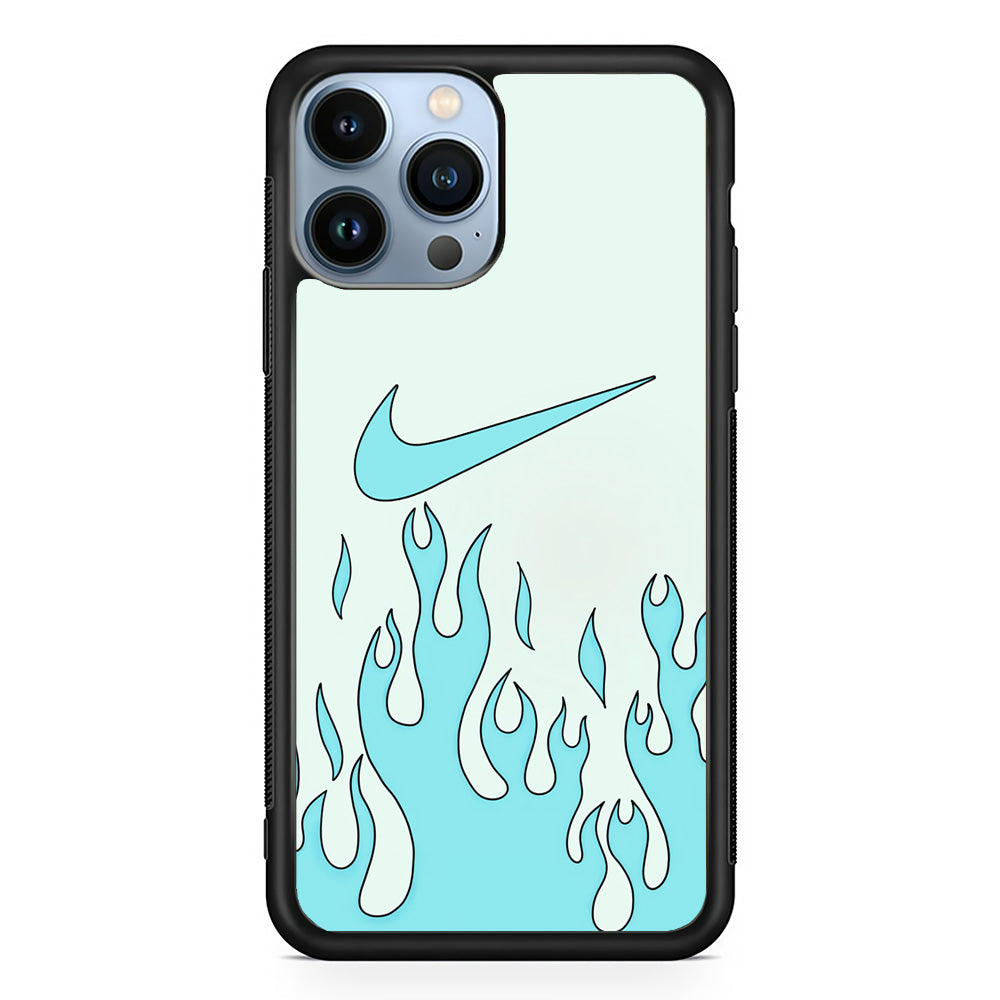 Nike Logo Fire Blue iPhone 14 Pro Max Case