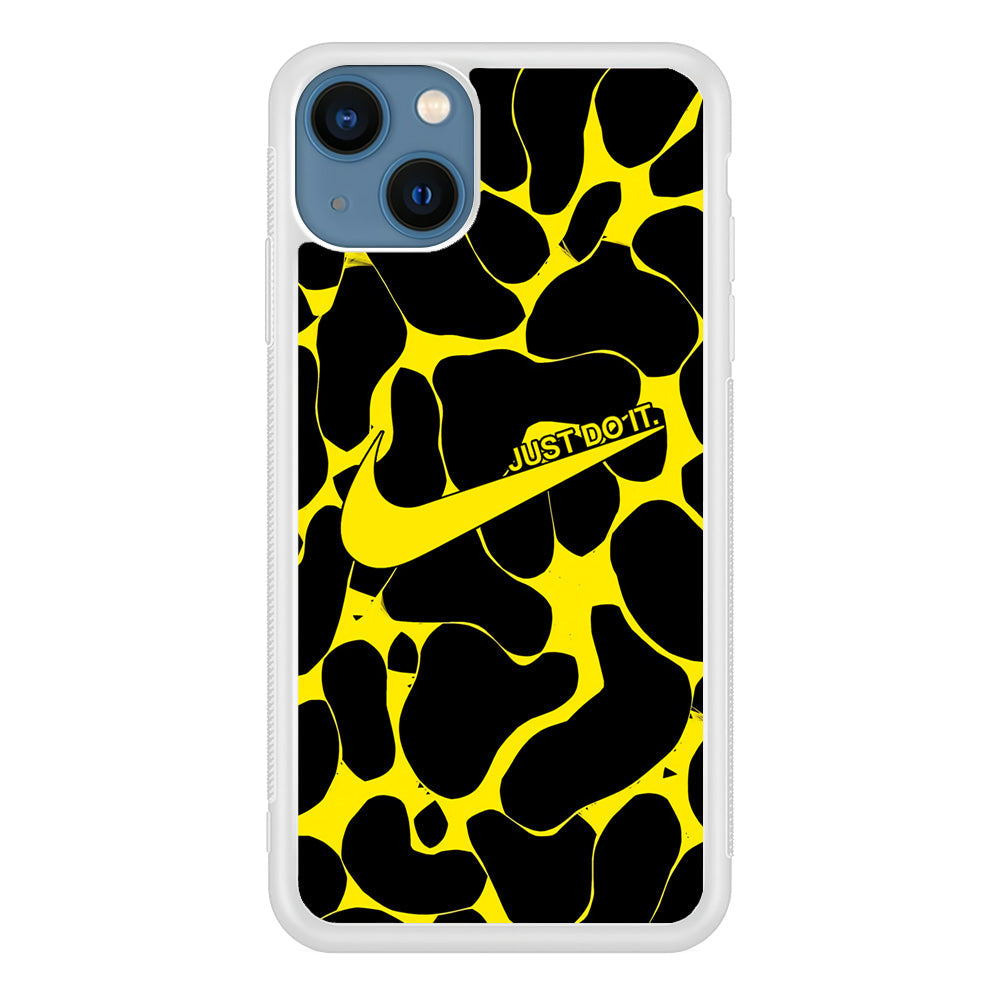Nike Yellow Pattern Just Do It iPhone 15 Case