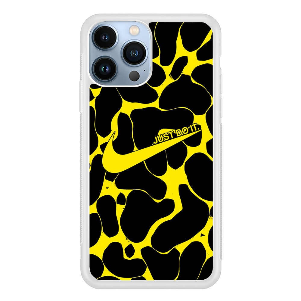 Nike Yellow Pattern Just Do It iPhone 14 Pro Max Case