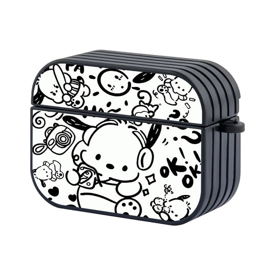 Pochacco Black And White Hard Plastic Case Cover For Apple Airpods Pro - Ezzystore