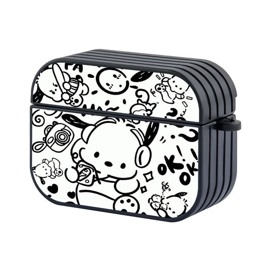 Pochacco Black And White Hard Plastic Case Cover For Apple Airpods Pro 3 - Ezzystore
