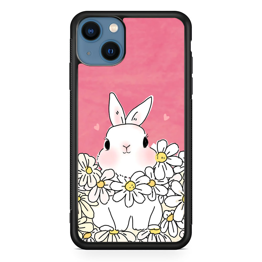 Rabbit Cute Flowers iPhone 15 Plus Case