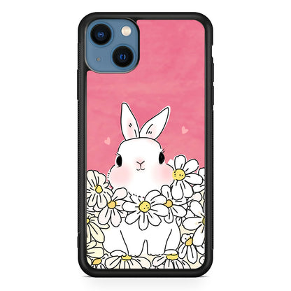 Rabbit Cute Flowers iPhone 15 Plus Case