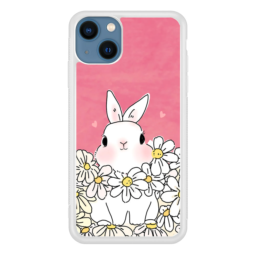 Rabbit Cute Flowers iPhone 15 Plus Case